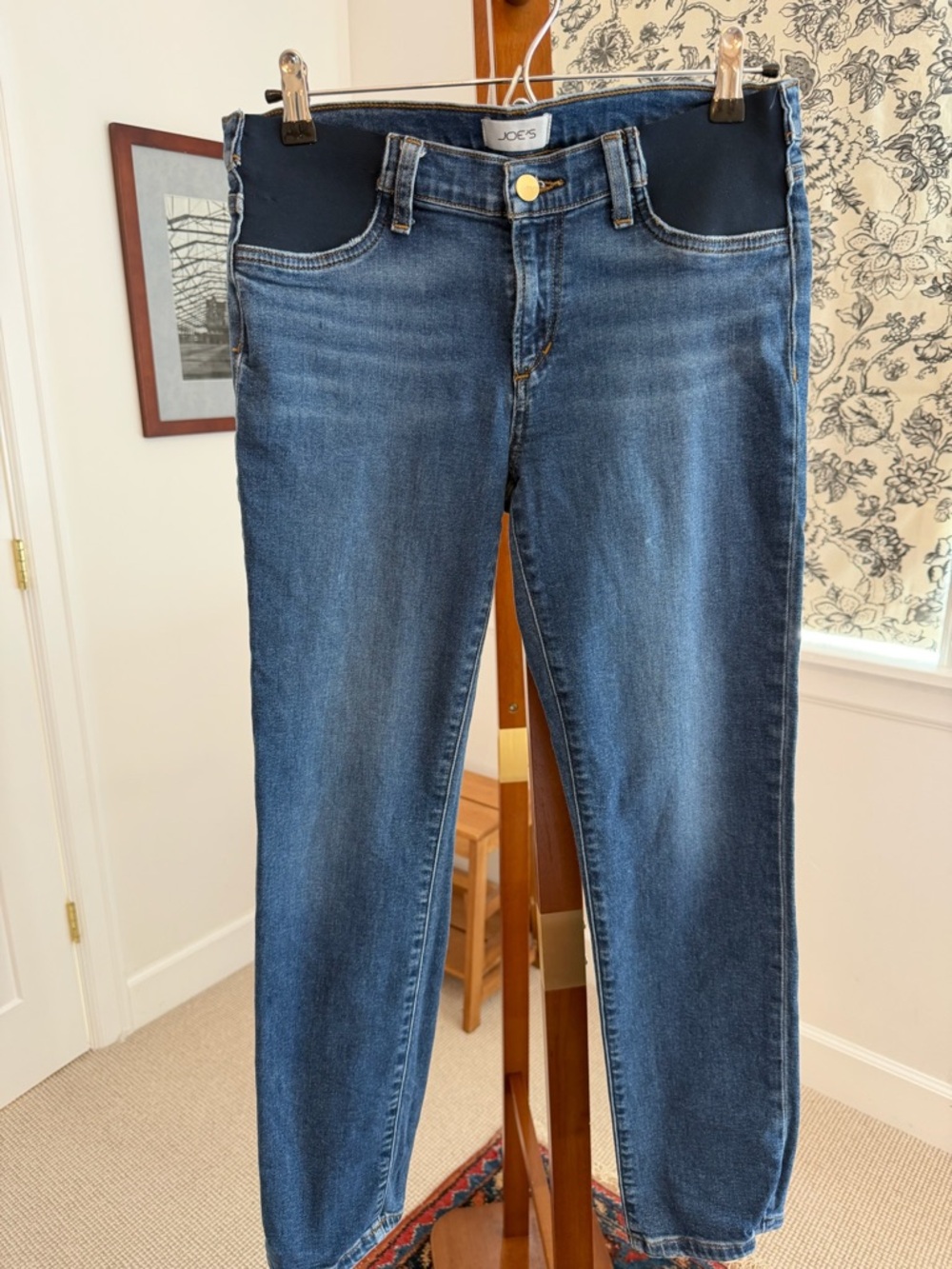 Joe's Jeans Blue Maternity Jeggings with Black Stretch Panel